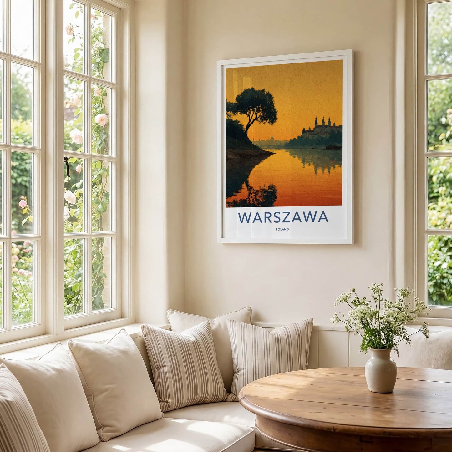 Warszawa Poster - Poland Framed Print - River City Skyline Framed Decor