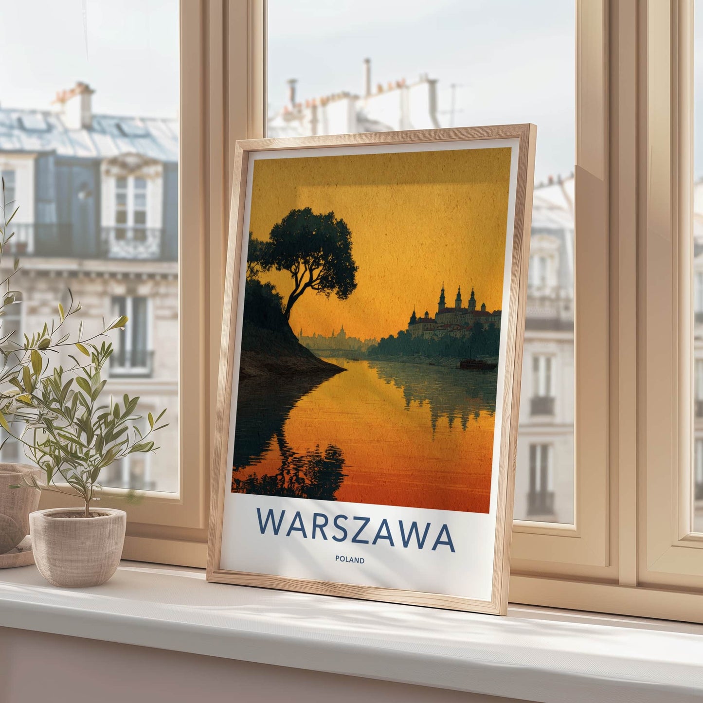 Warszawa Poster - Poland Framed Print - River City Skyline Framed Decor