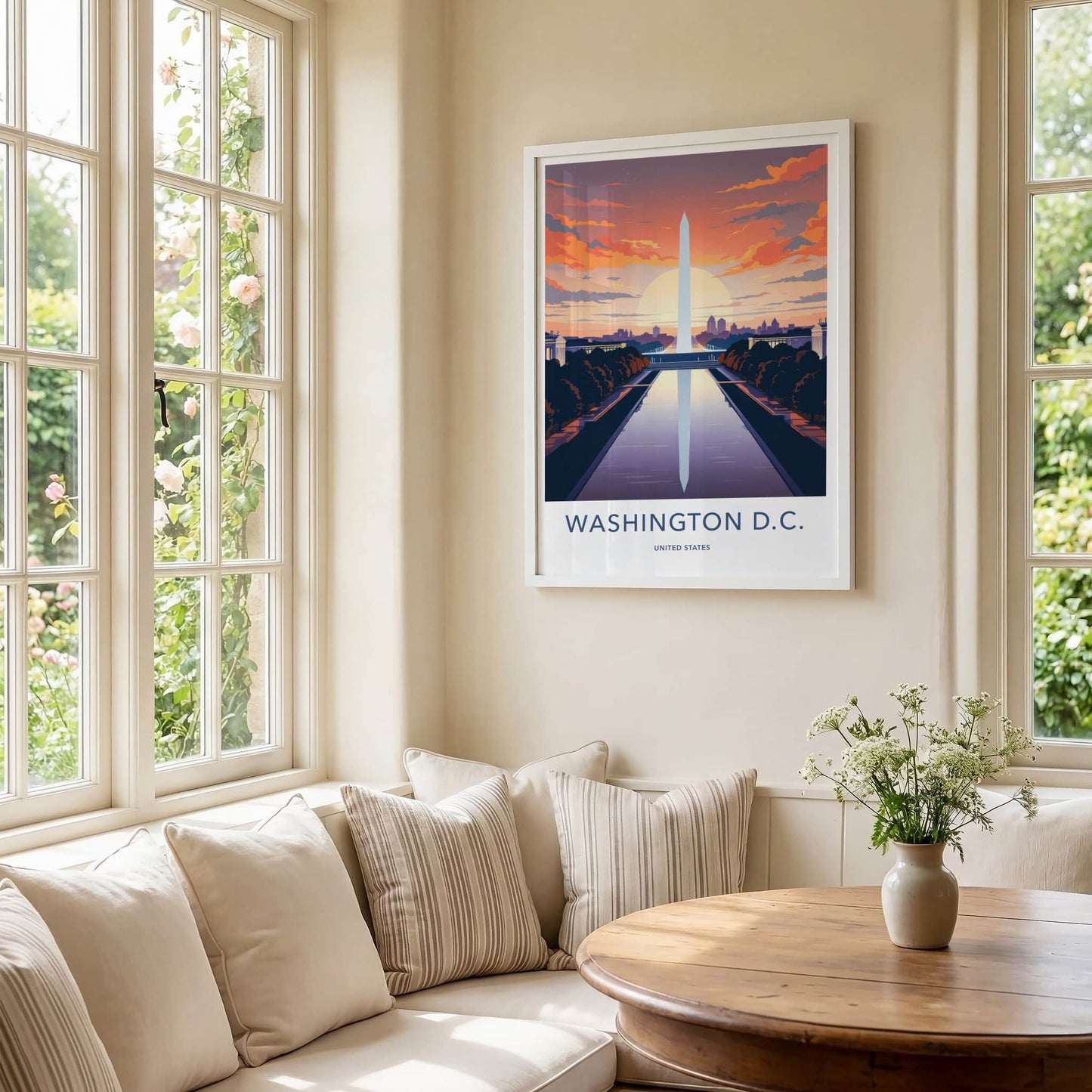 Washington D.C. Poster - District of Columbia Wall Art - Monument Pool Sunset Gift