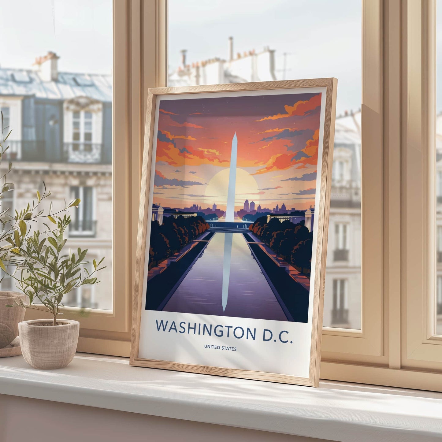 Washington D.C. Poster - District of Columbia Wall Art - Monument Pool Sunset Gift