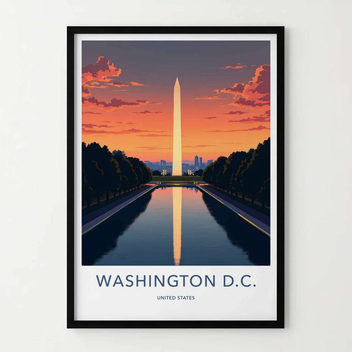 Washington D.C. Poster - USA Fine Art - Monument Sunset Water Gift