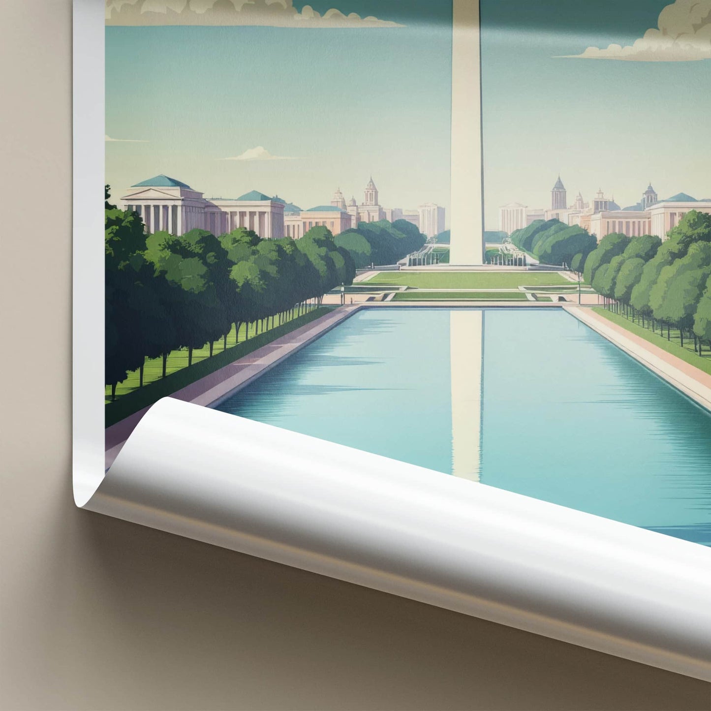 Washington DC Poster - District of Columbia Travel Art - Monument Pool Vista Home Decor