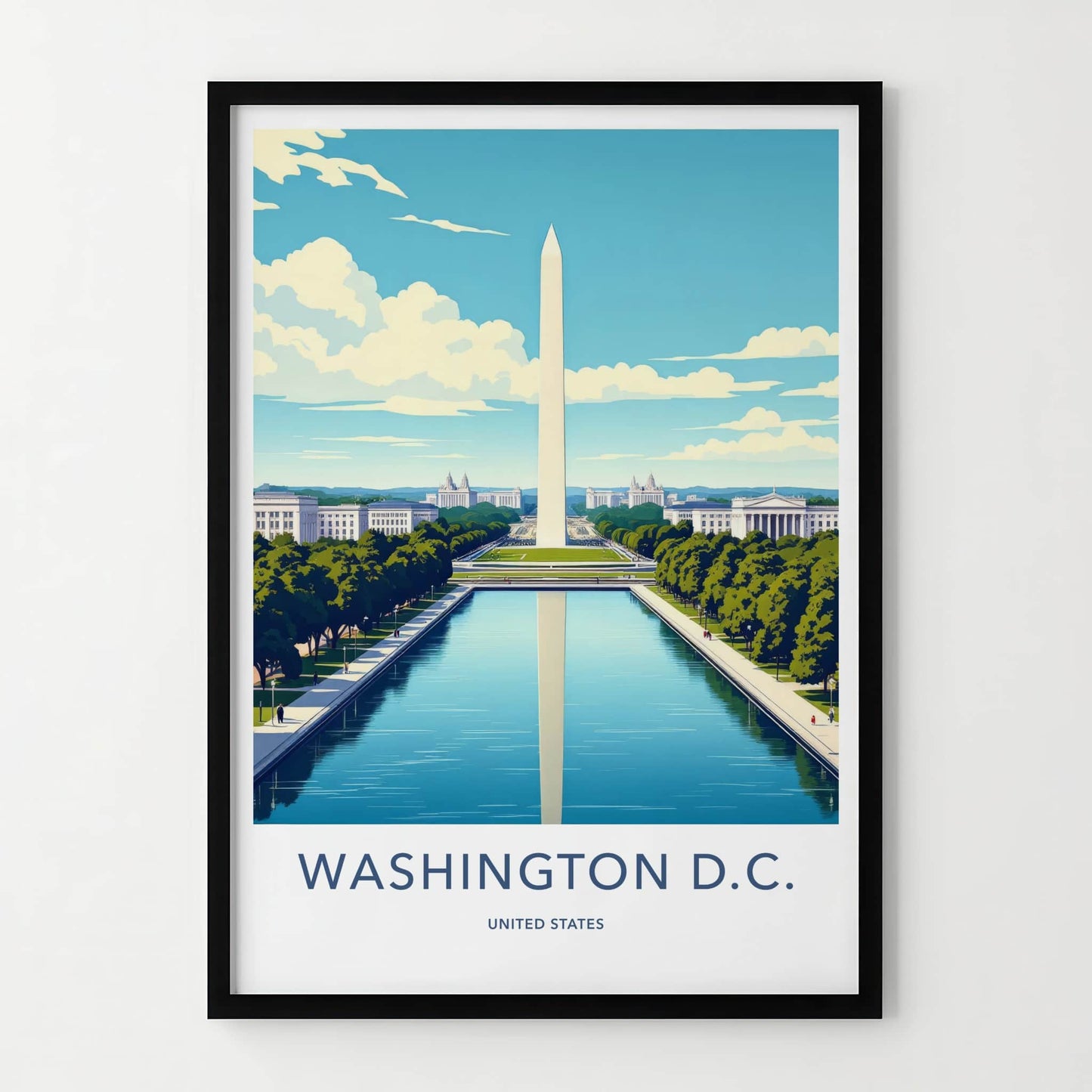 Washington DC Poster - District of Columbia Wall Art - Monument Reflecting Pool Gift