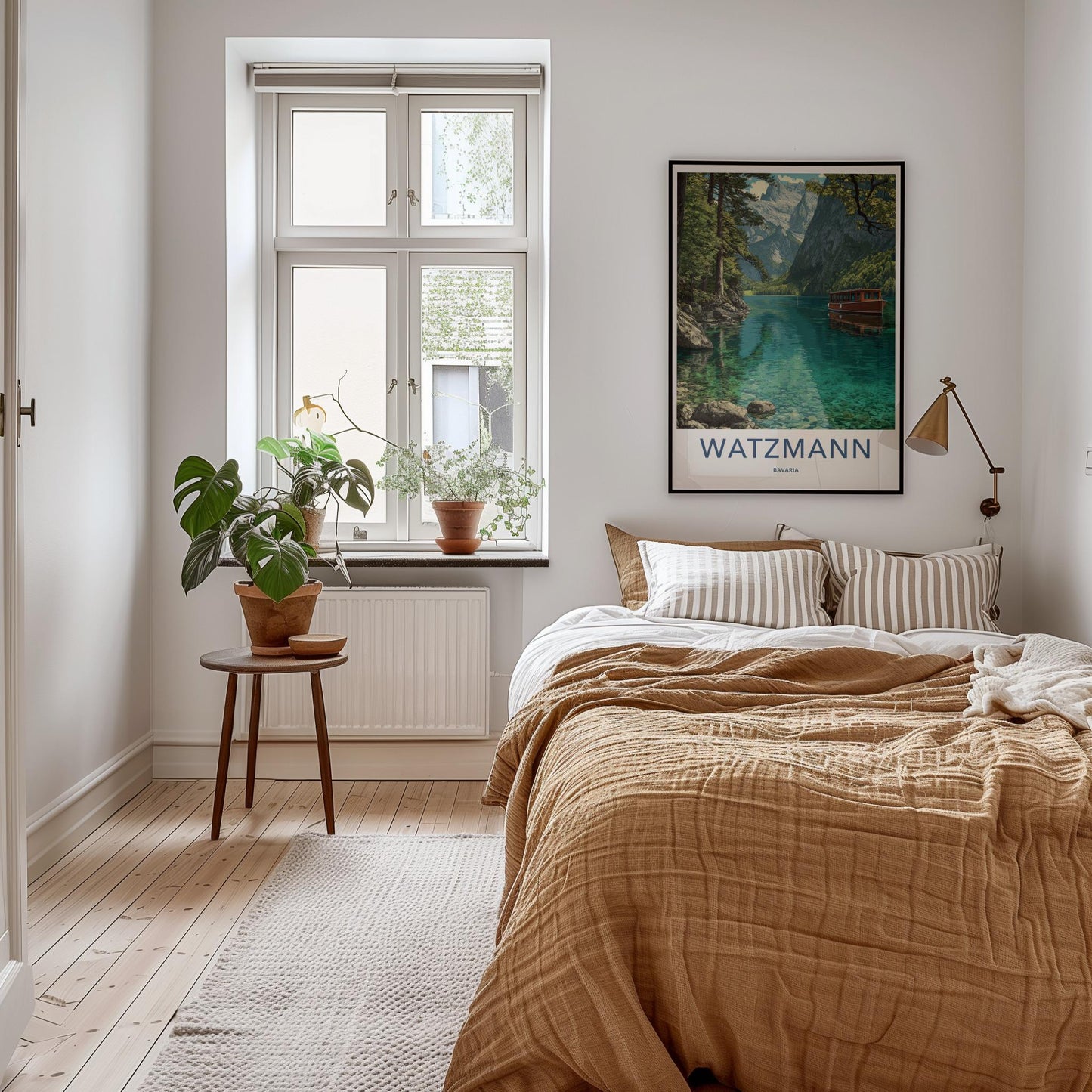 Watzmann Poster - Germany Travel Art - Emerald Lake Boat Wall Decor