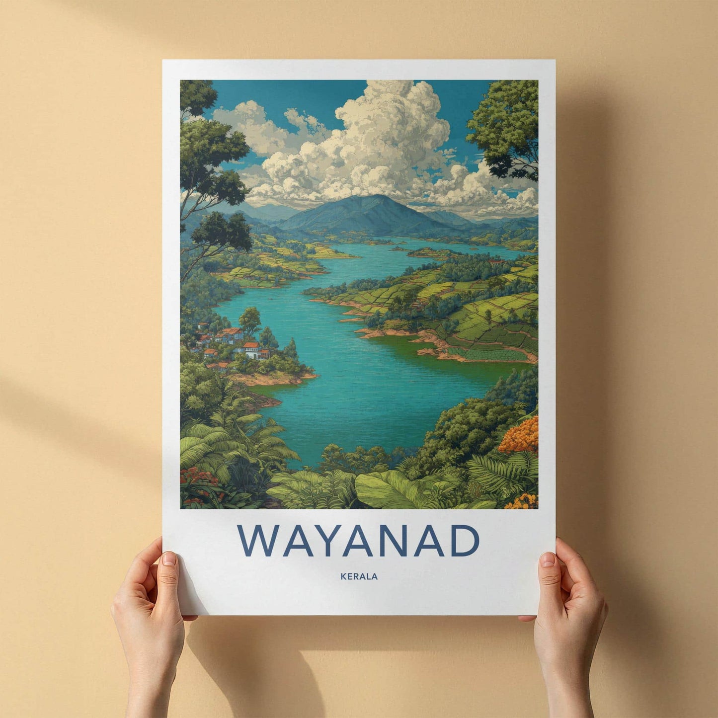 Wayanad Poster - India Travel Art - Kerala Lush Green Landscapes Home Decor