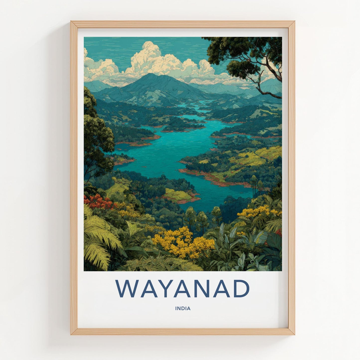 Wayanad Poster - India Wall Art - Kerala Tropical Forest Lake Home Decor