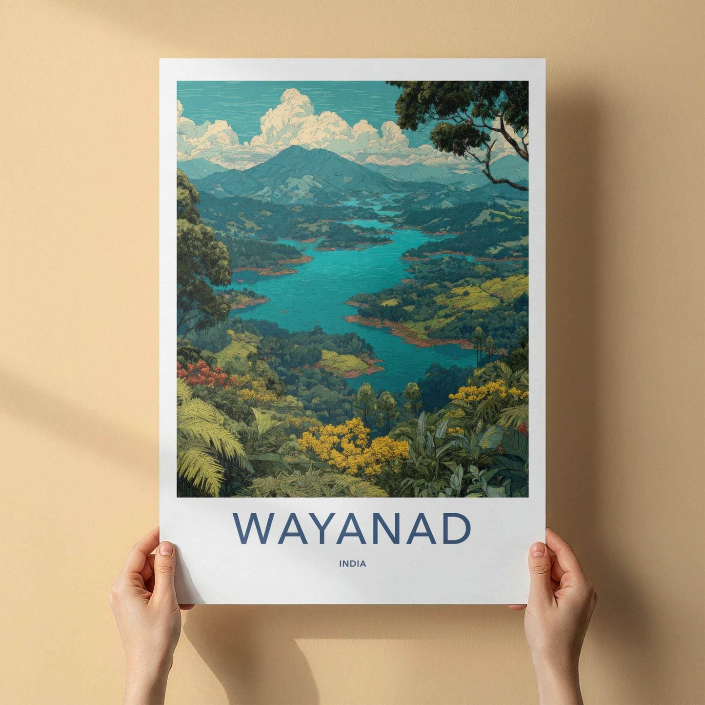 Wayanad Poster - India Wall Art - Kerala Tropical Forest Lake Home Decor