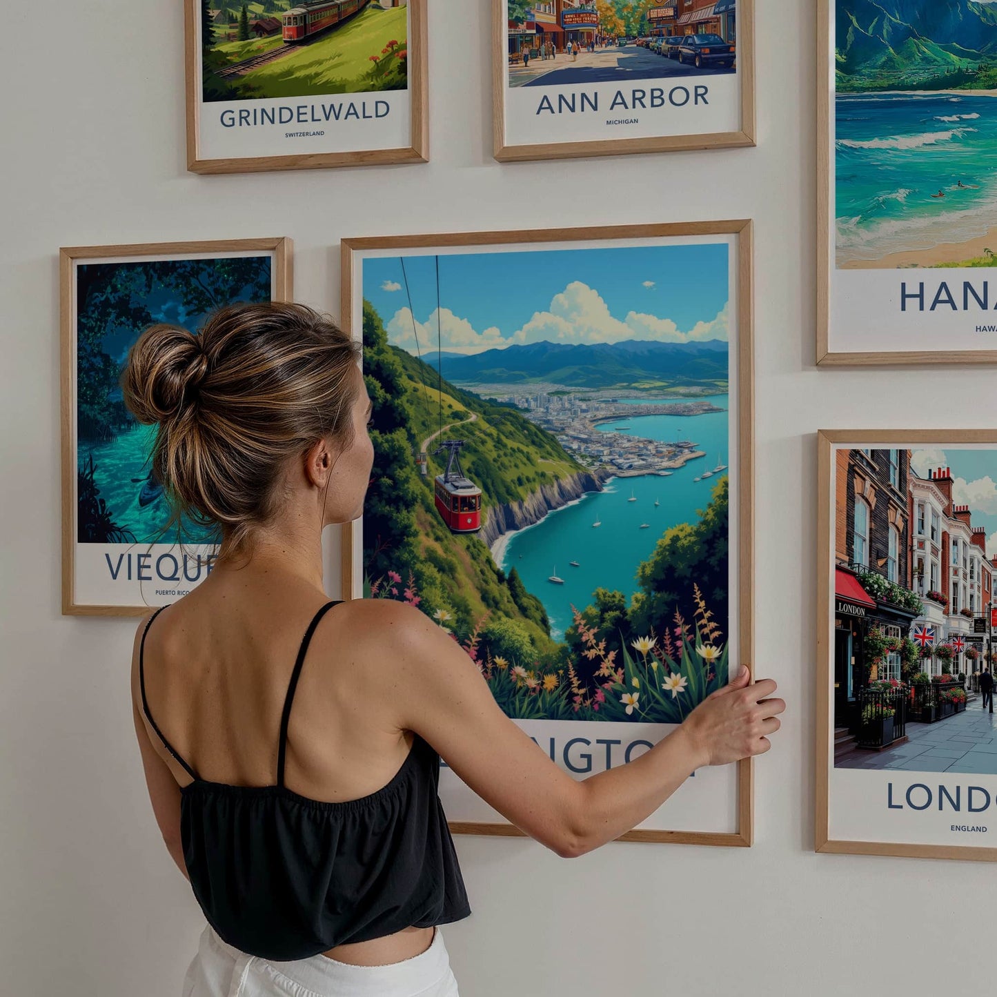 Wellington Poster - New Zealand Travel Art - Red Cable Car Home Decor