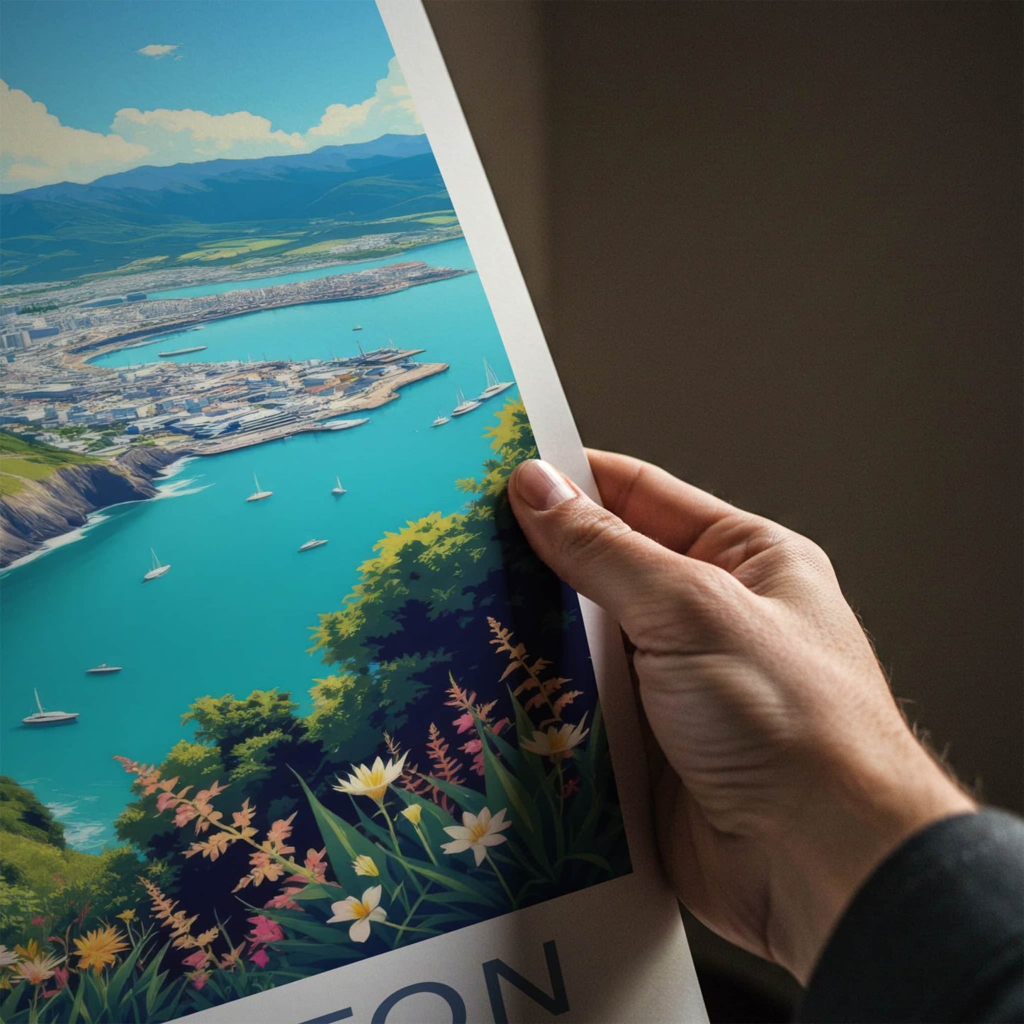 Wellington Poster - New Zealand Travel Art - Red Cable Car Home Decor
