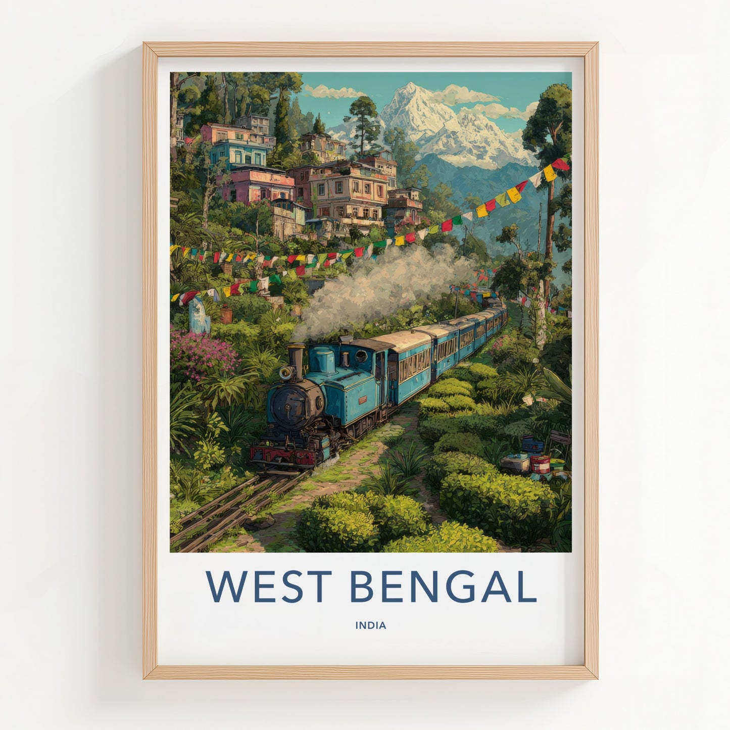 West Bengal Poster India Darjeeling Train Snowcapped Peak Home Decor