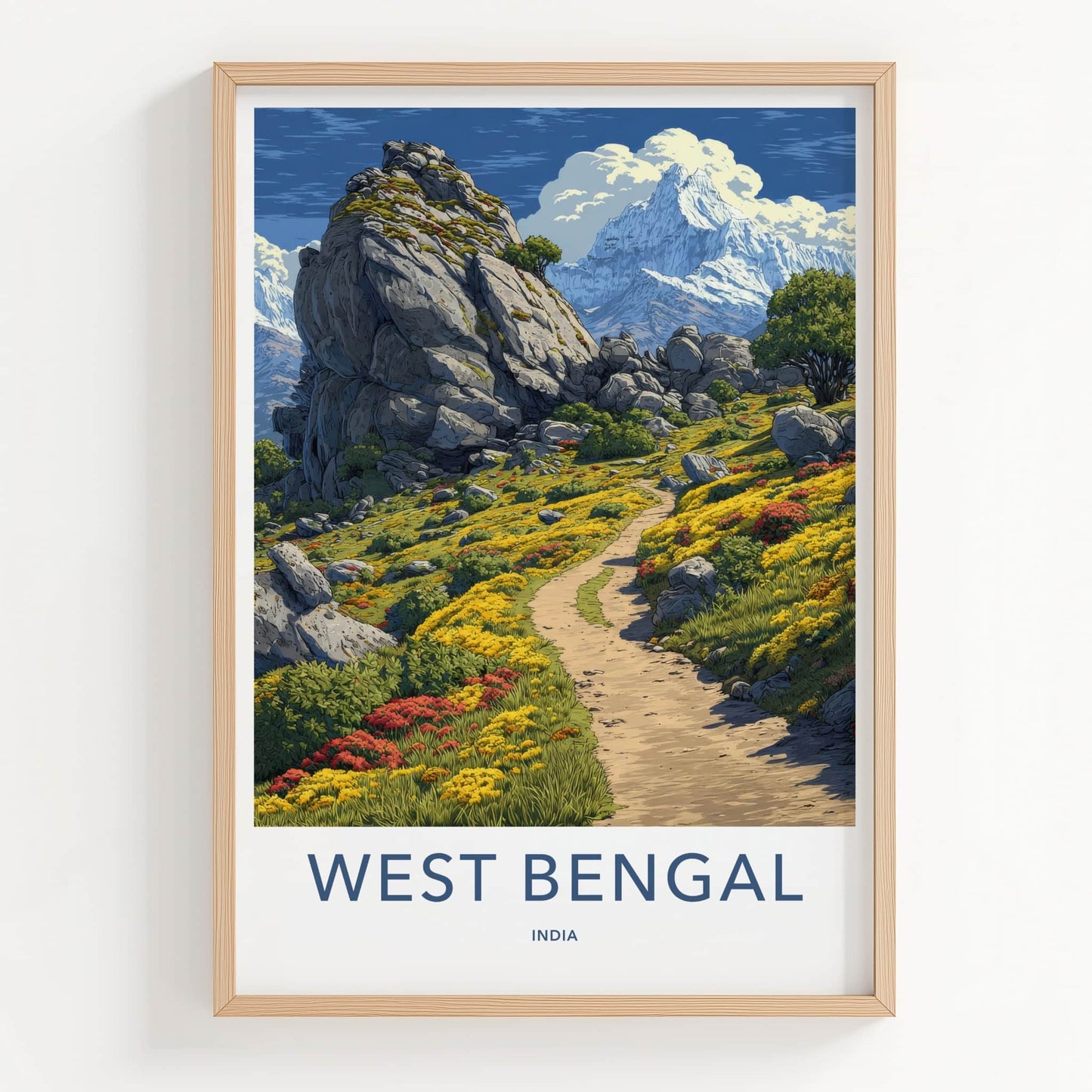 West Bengal Poster India Framed Art Rocky Mountain Path Home Decor