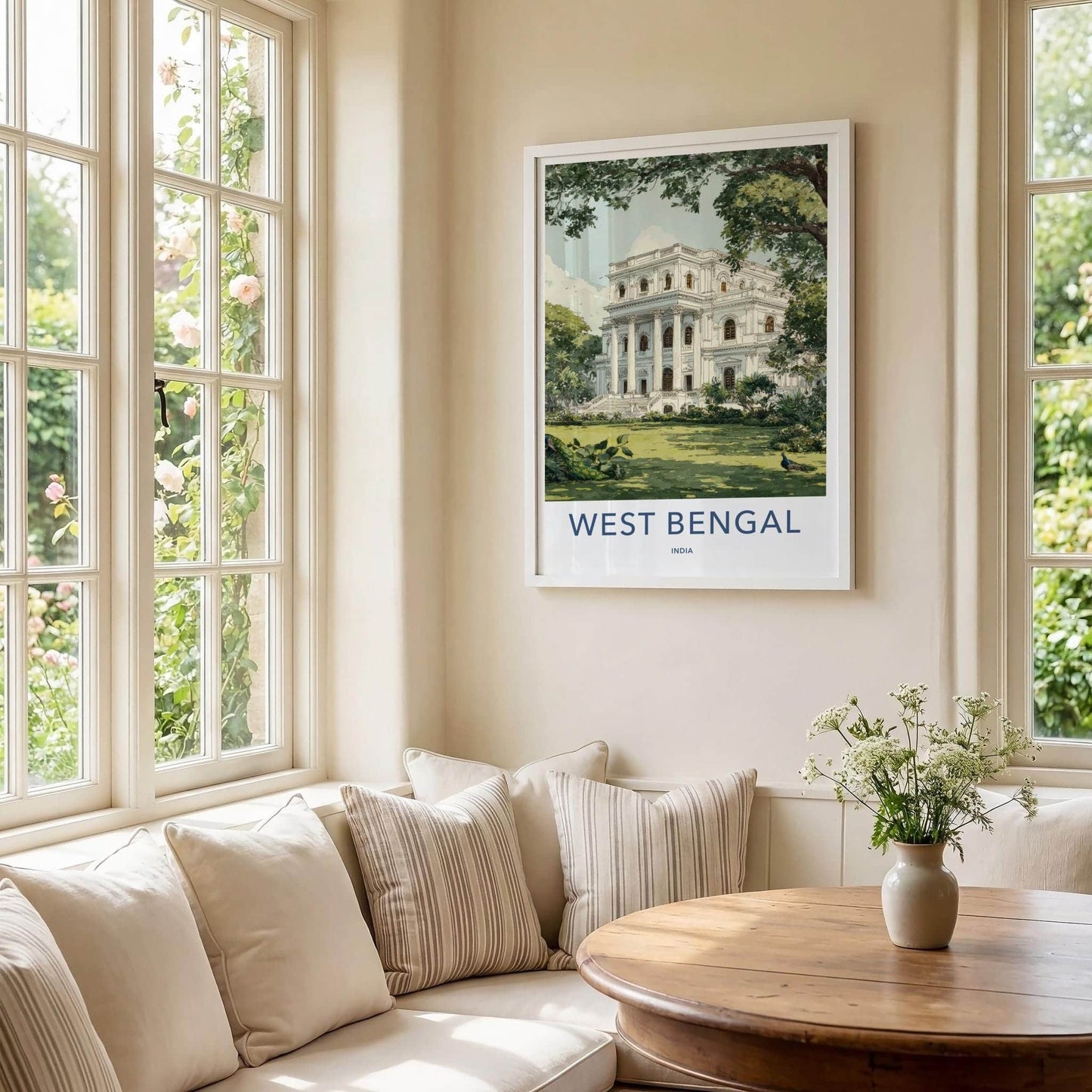 West Bengal Poster - India Wall Art - West Bengal Stately Mansion Peacocks Gift