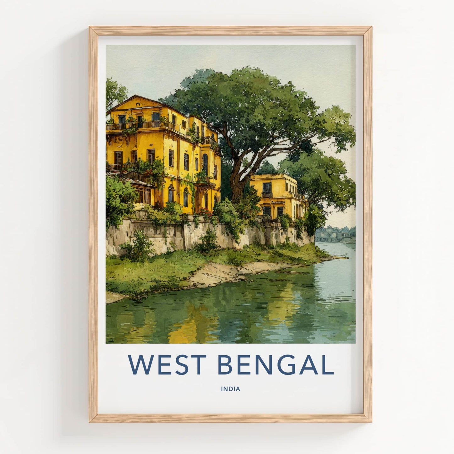 West Bengal Poster India Yellow Riverside Buildings Wall Decor