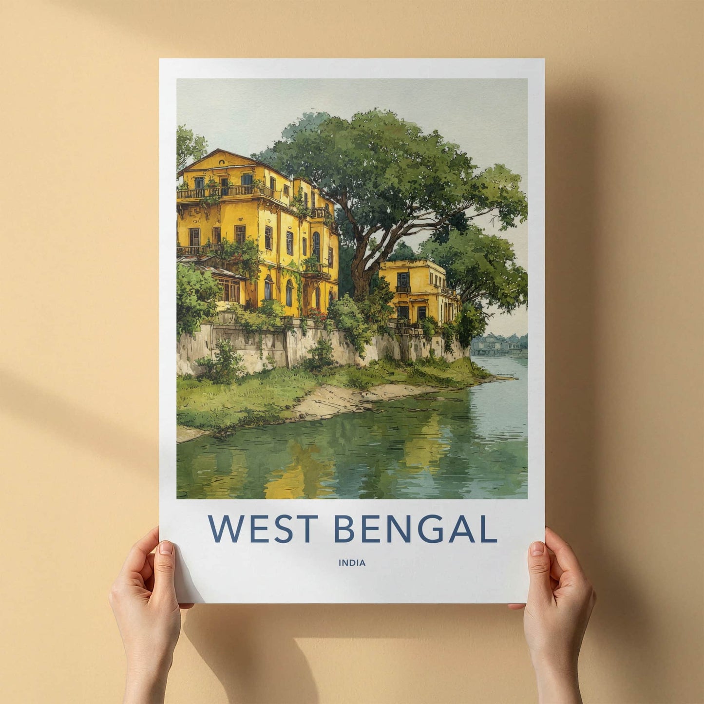 West Bengal Poster India Yellow Riverside Buildings Wall Decor