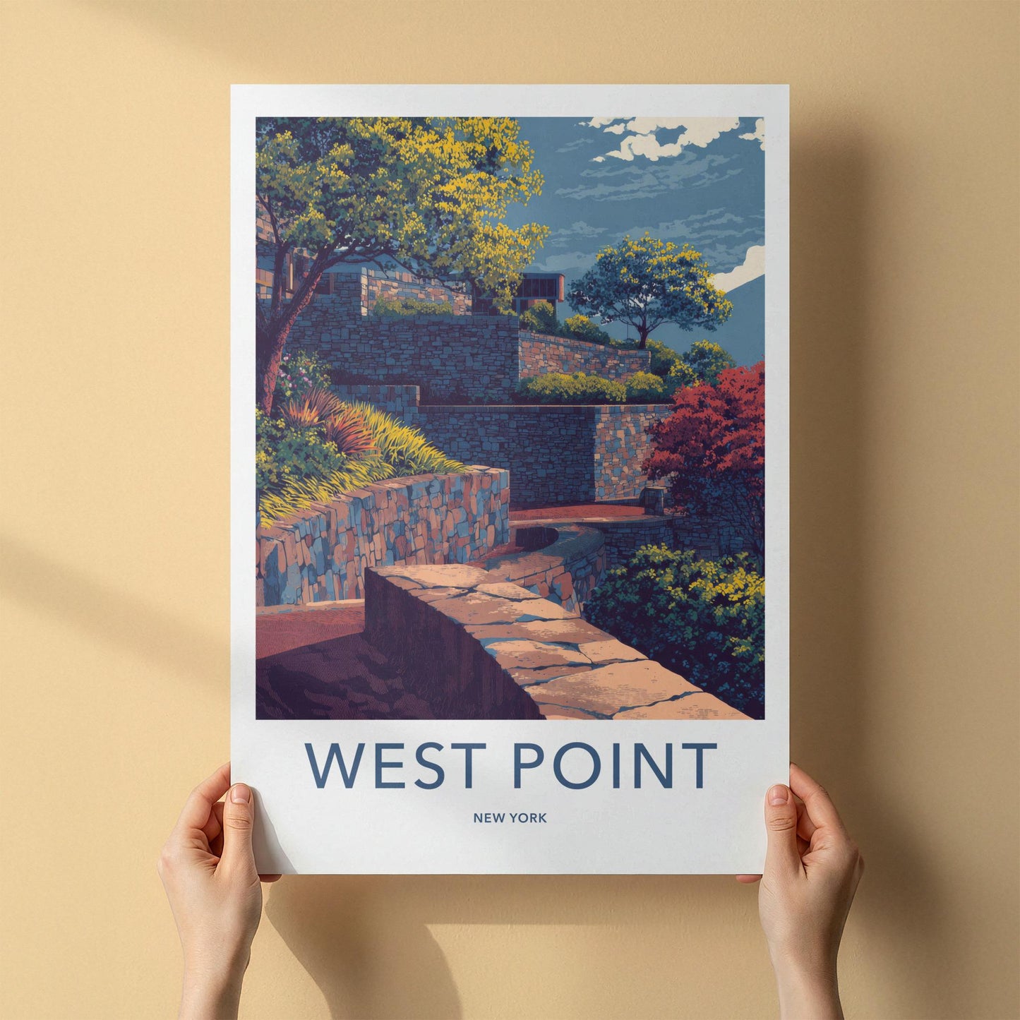 West Point Poster - New York Travel Art - Stone Wall Gardens Home Decor