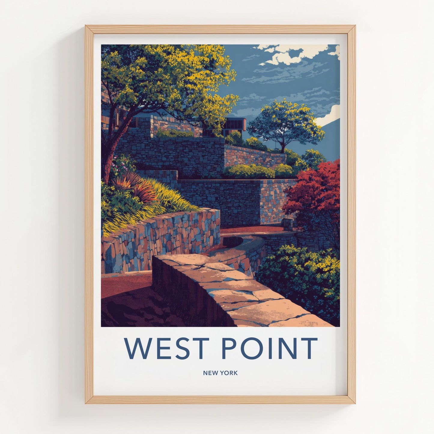 West Point Poster - New York Travel Art - Stone Wall Gardens Home Decor