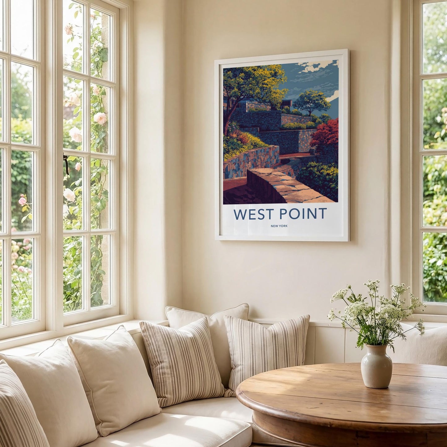 West Point Poster - New York Travel Art - Stone Wall Gardens Home Decor