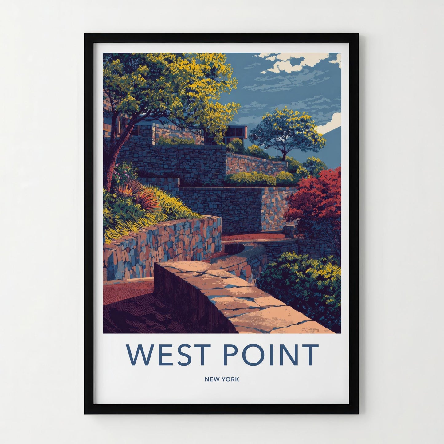 West Point Poster - New York Travel Art - Stone Wall Gardens Home Decor