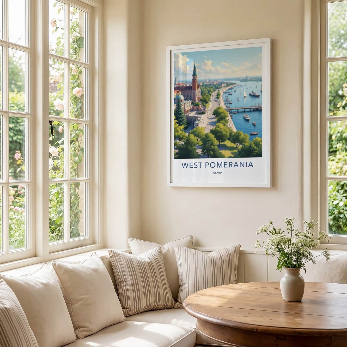 West Pomerania Poster - Poland Travel Art - Historic River City Home Decor
