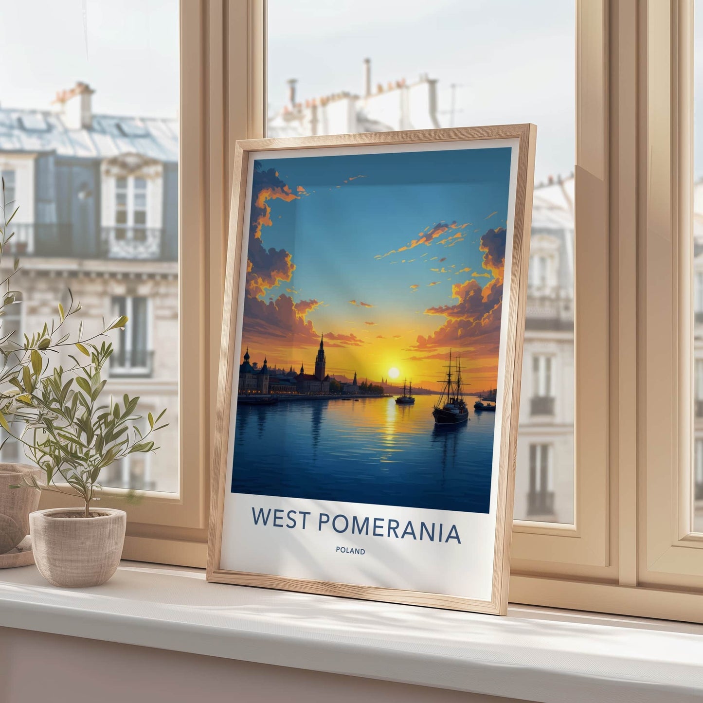 West Pomerania Poster - Poland Travel Print - Vibrant Sunset Harbor Wall Decor