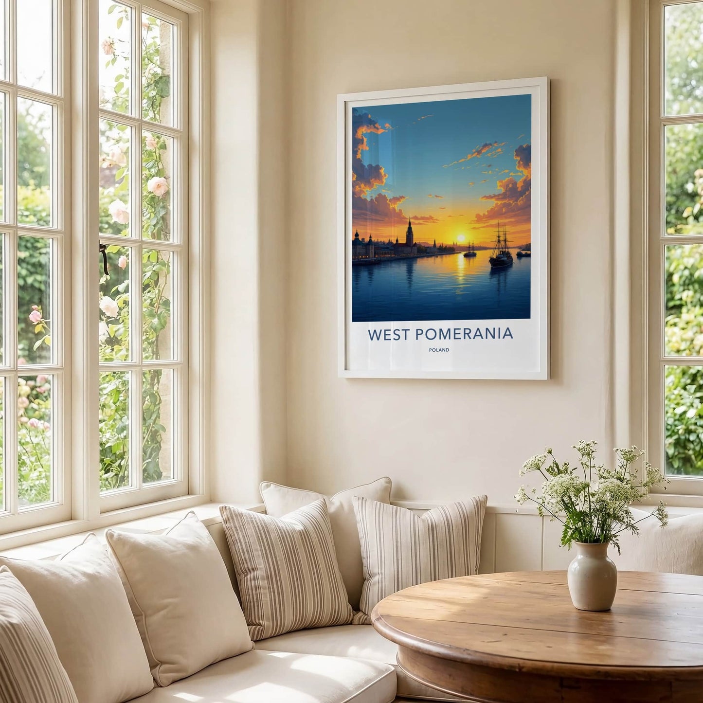 West Pomerania Poster - Poland Travel Print - Vibrant Sunset Harbor Wall Decor