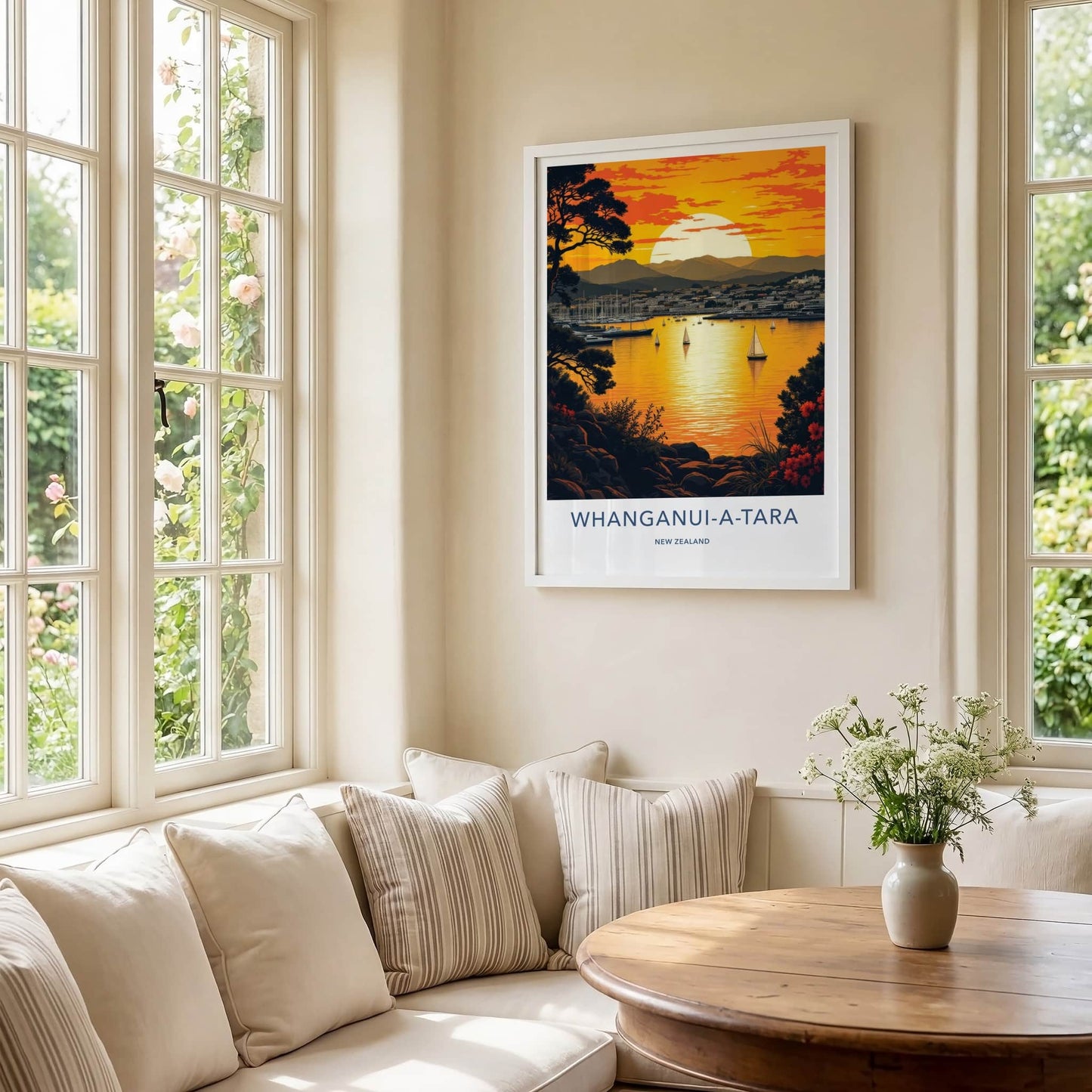 Whanganui-a-Tara Poster - New Zealand Art Print - Boats City Sunset Wall Decor