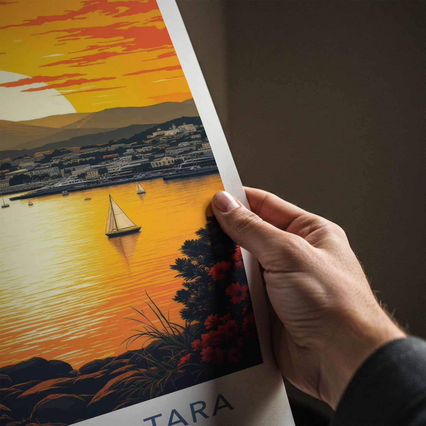 Whanganui-a-Tara Poster - New Zealand Art Print - Boats City Sunset Wall Decor