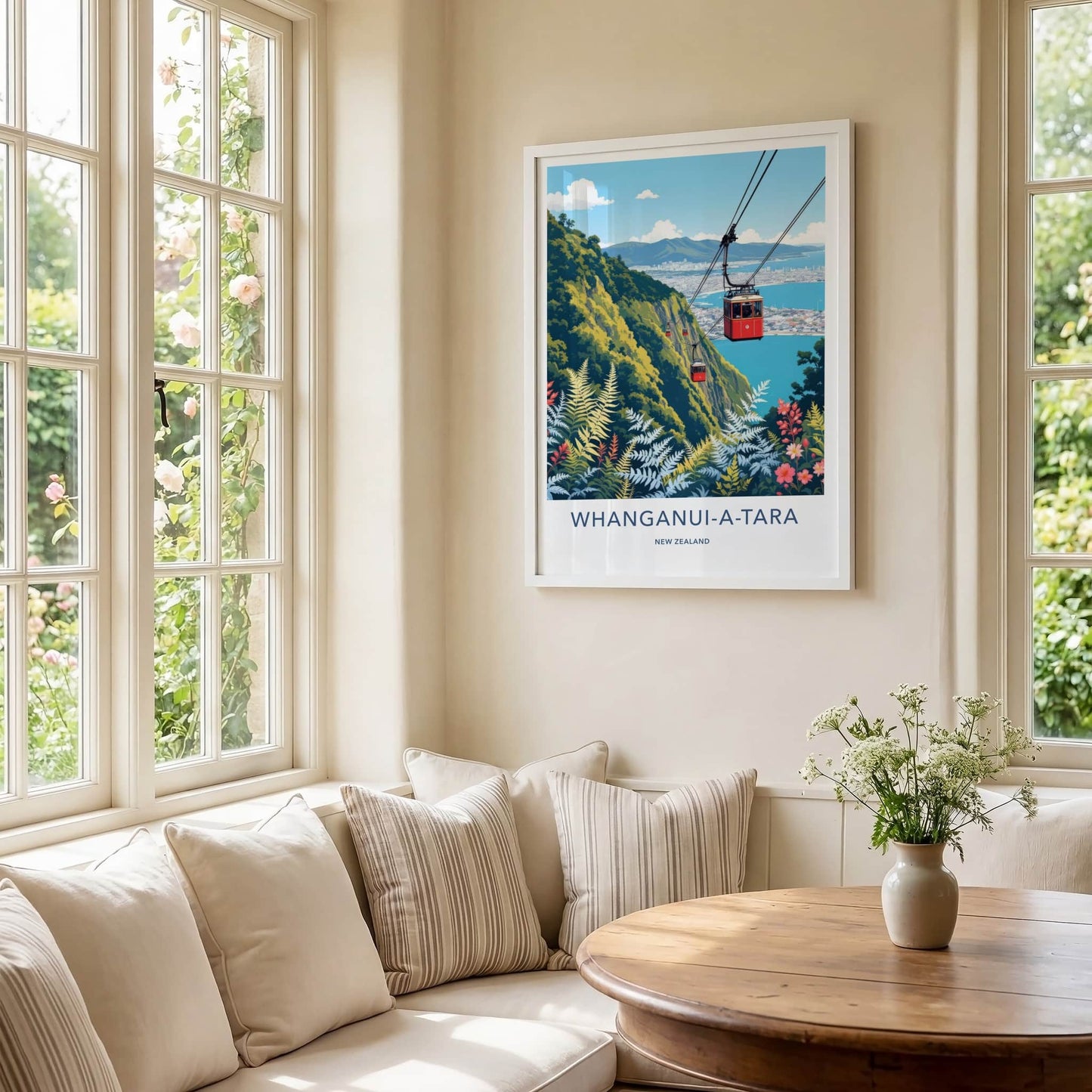 Whanganui-A-Tara Poster - New Zealand Travel Art - Red Gondola City Home Decor