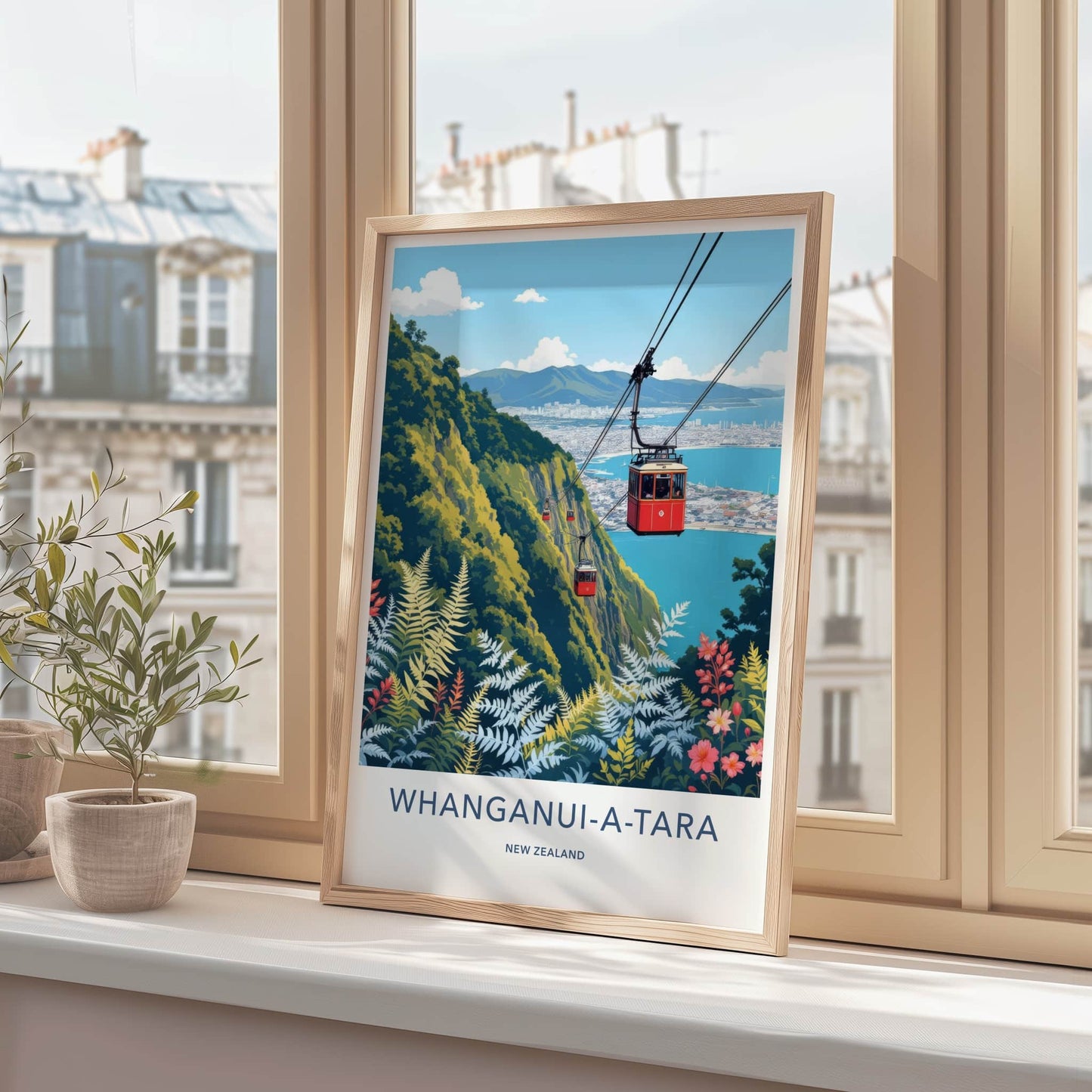 Whanganui-A-Tara Poster - New Zealand Travel Art - Red Gondola City Home Decor