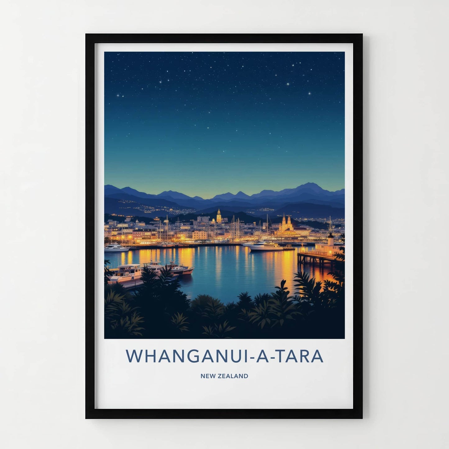 Whanganui-a-Tara Poster - New Zealand Travel Print - Luminous City Harbor Home Decor