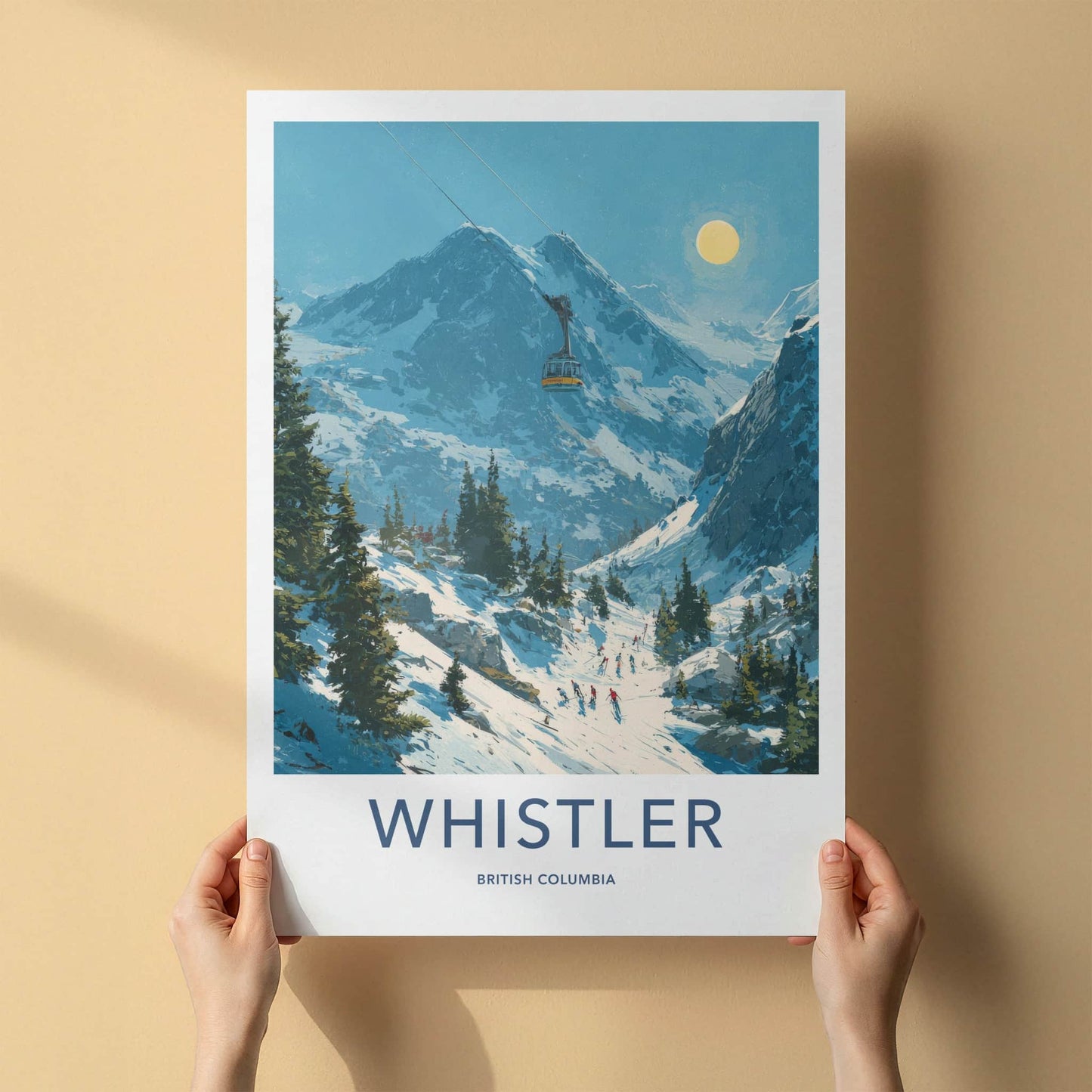 Whistler Poster - British Columbia Art Print - Skiers Snowy Scene Home Decor