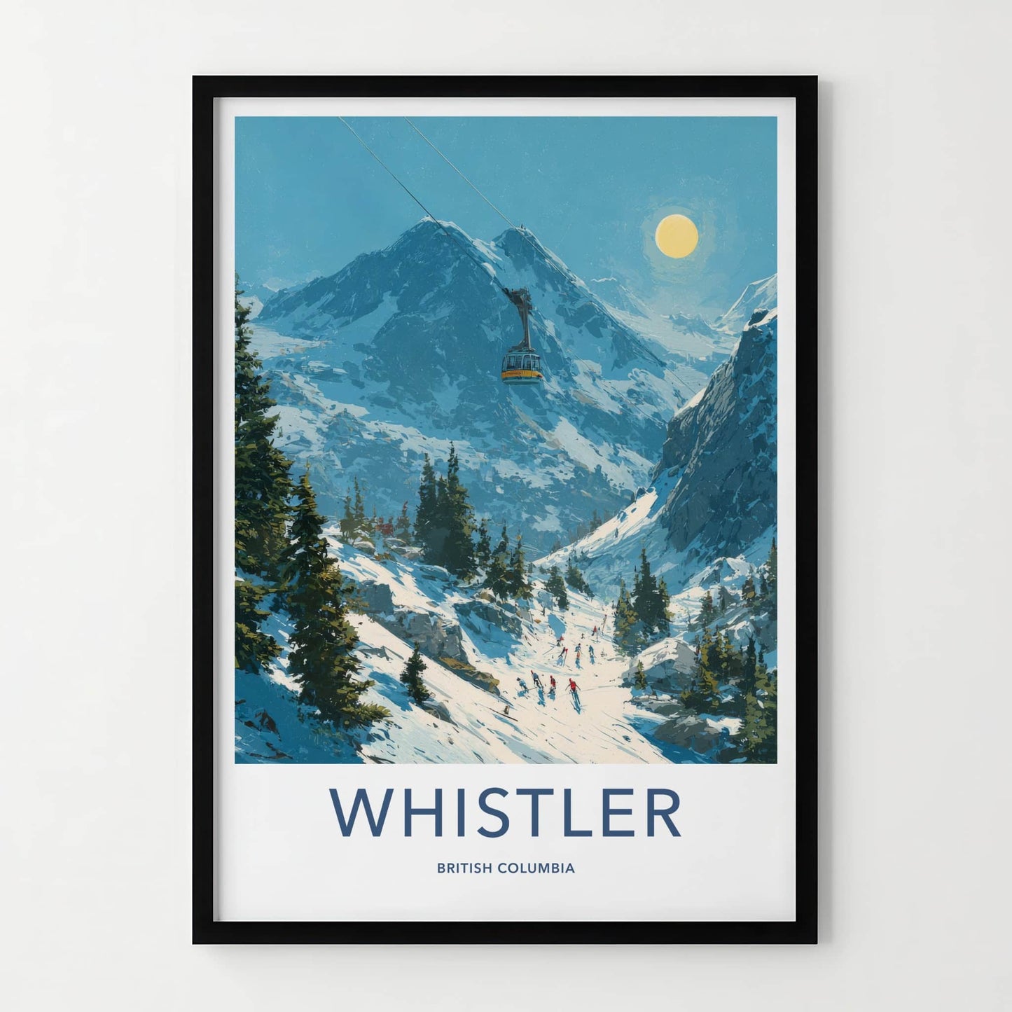 Whistler Poster - British Columbia Art Print - Skiers Snowy Scene Home Decor