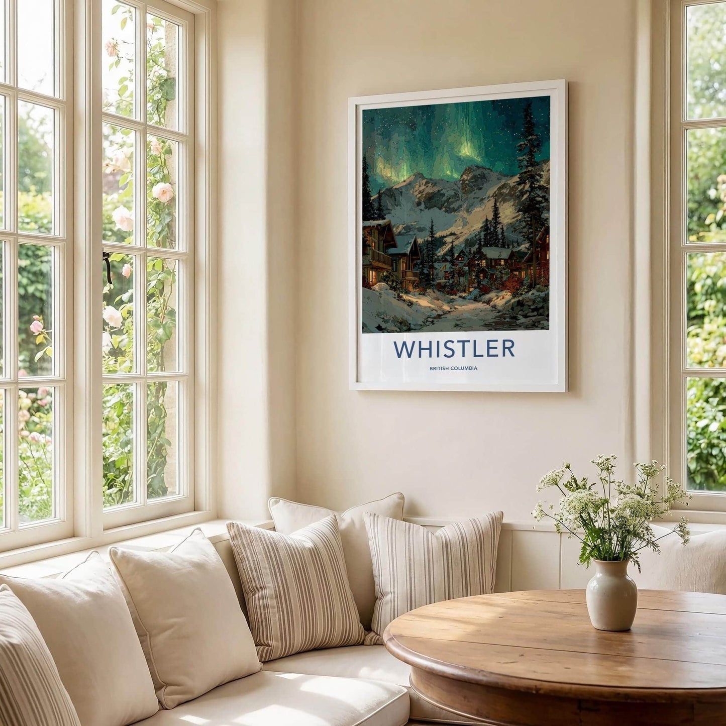 Whistler Poster - Canada Framed Print - Aurora Snowy Village Framed Decor