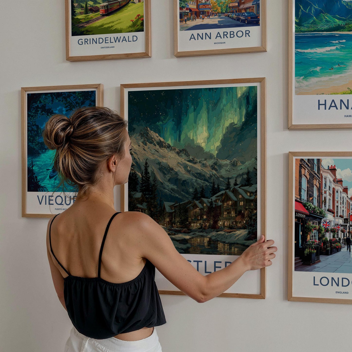 Whistler Poster - Canada Travel Art - Aurora Mountain Village Home Decor
