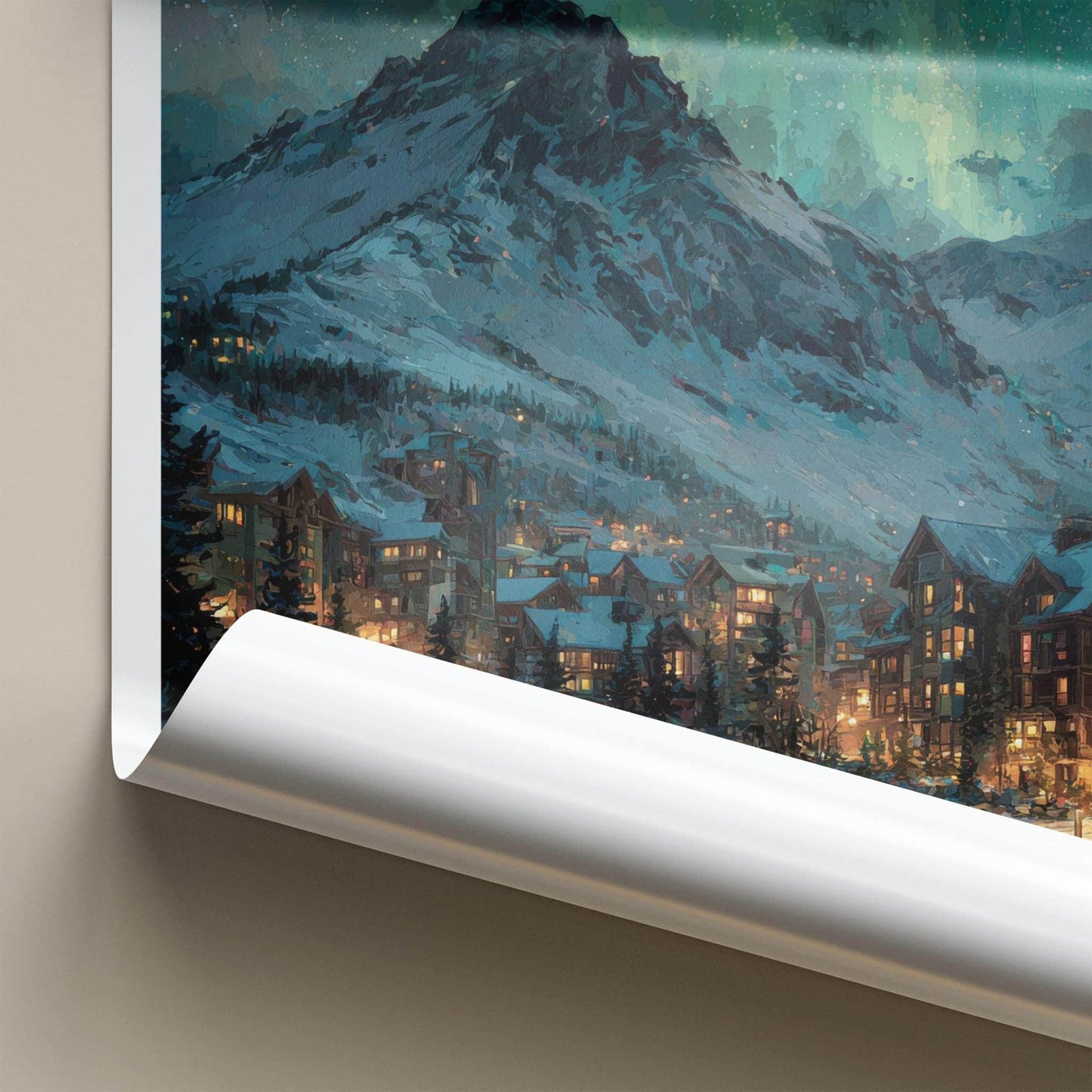Whistler Poster - Canada Travel Art - Mountain Aurora Night Home Decor