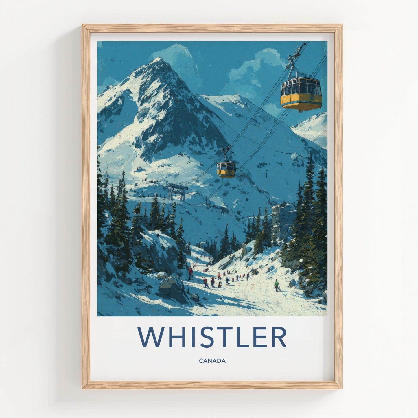 WHISTLER Poster - Canada Travel Art - Mountain Gondola Skier Home Decor