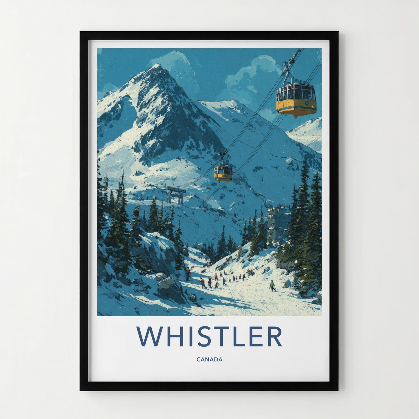 WHISTLER Poster - Canada Travel Art - Mountain Gondola Skier Home Decor
