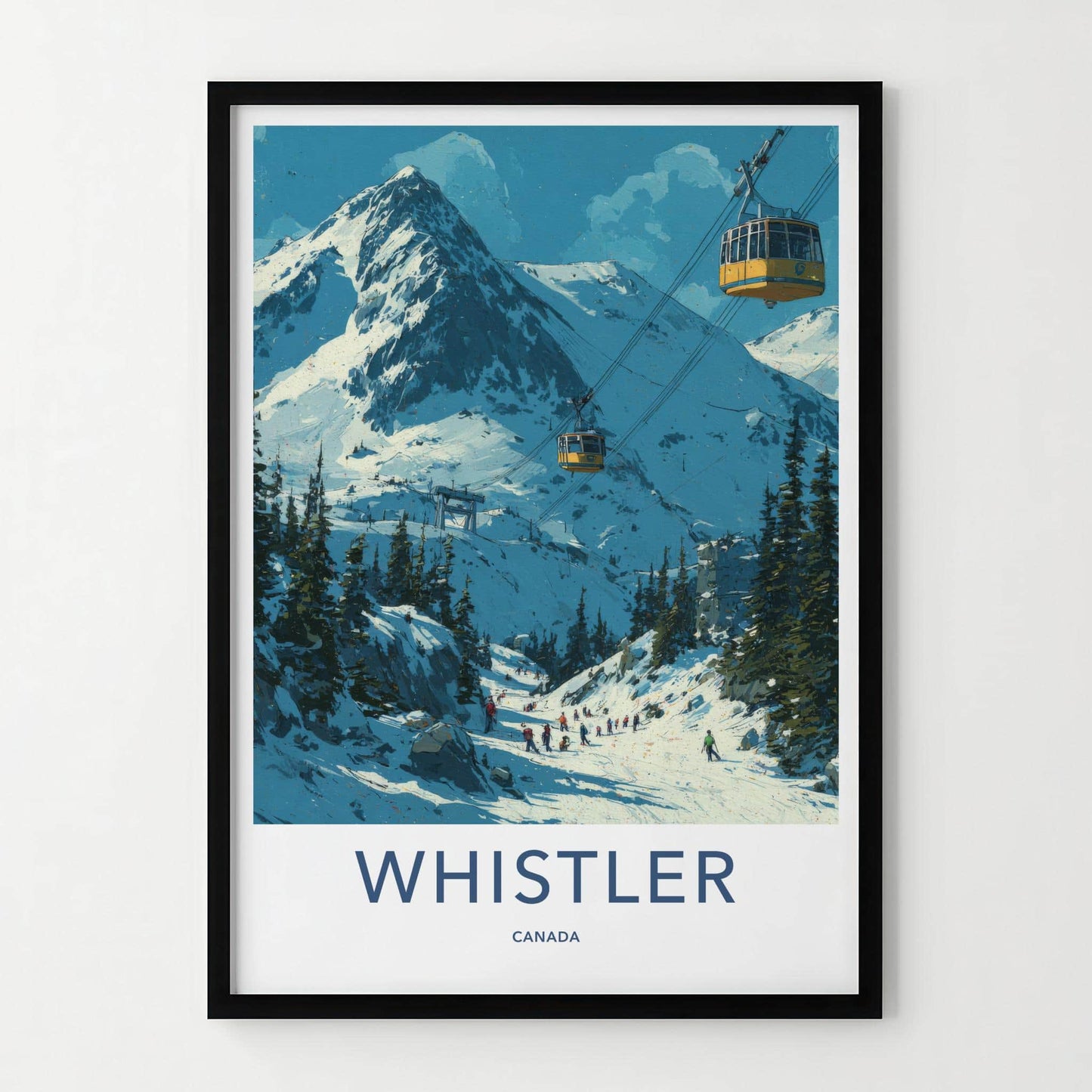WHISTLER Poster - Canada Travel Art - Mountain Gondola Skier Home Decor