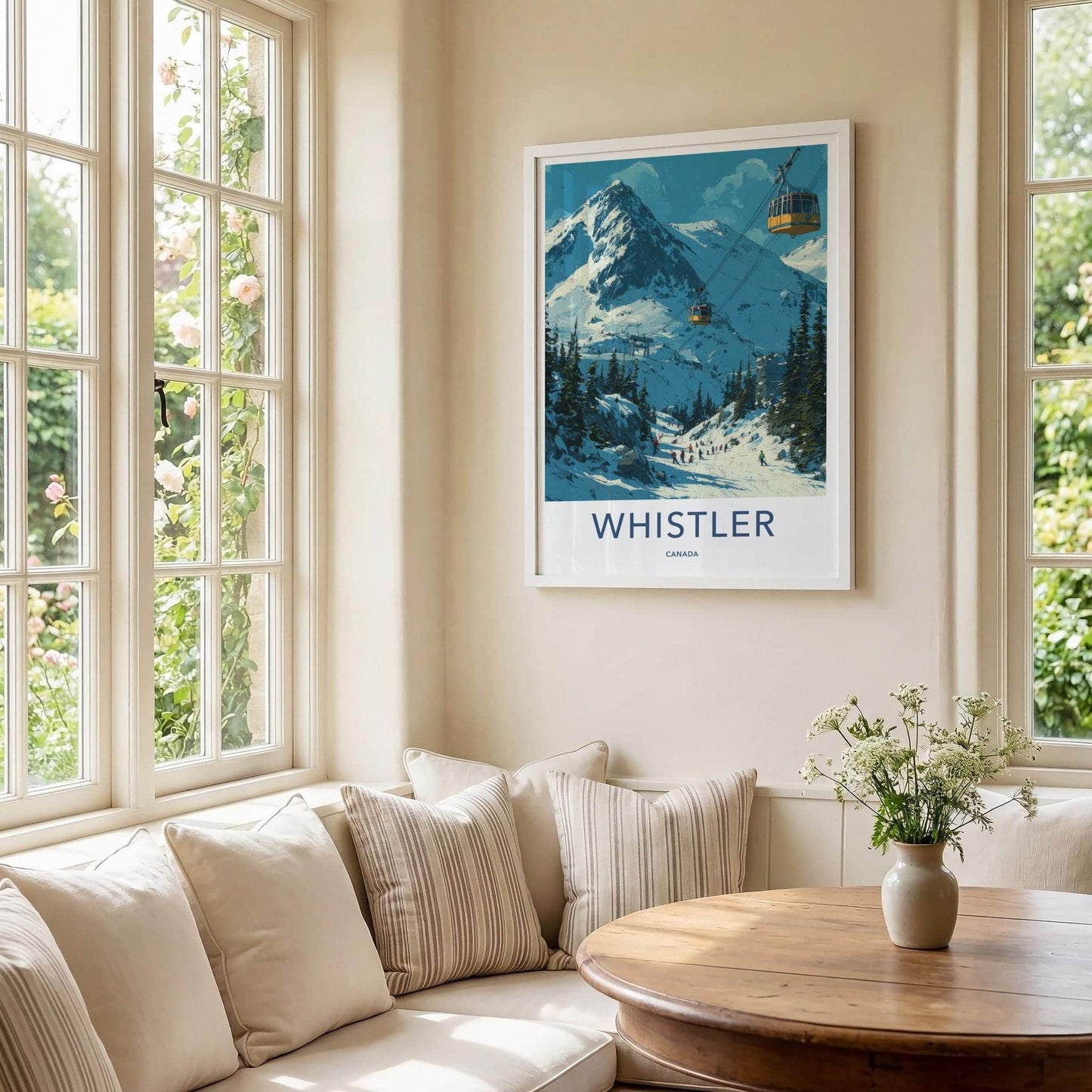 WHISTLER Poster - Canada Travel Art - Mountain Gondola Skier Home Decor