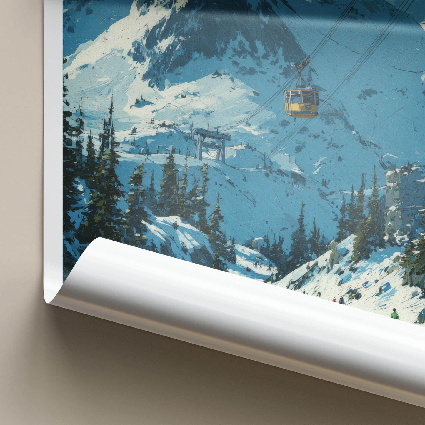 WHISTLER Poster - Canada Travel Art - Mountain Gondola Skier Home Decor