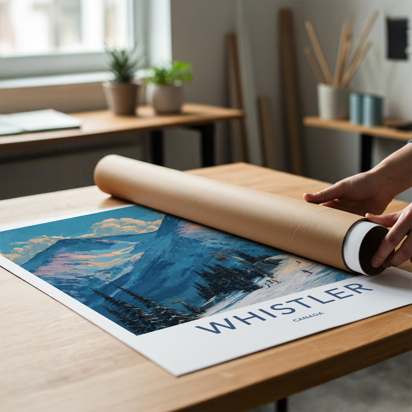 Whistler Poster - Canada Travel Art - Ski Mountain Gondola Home Decor