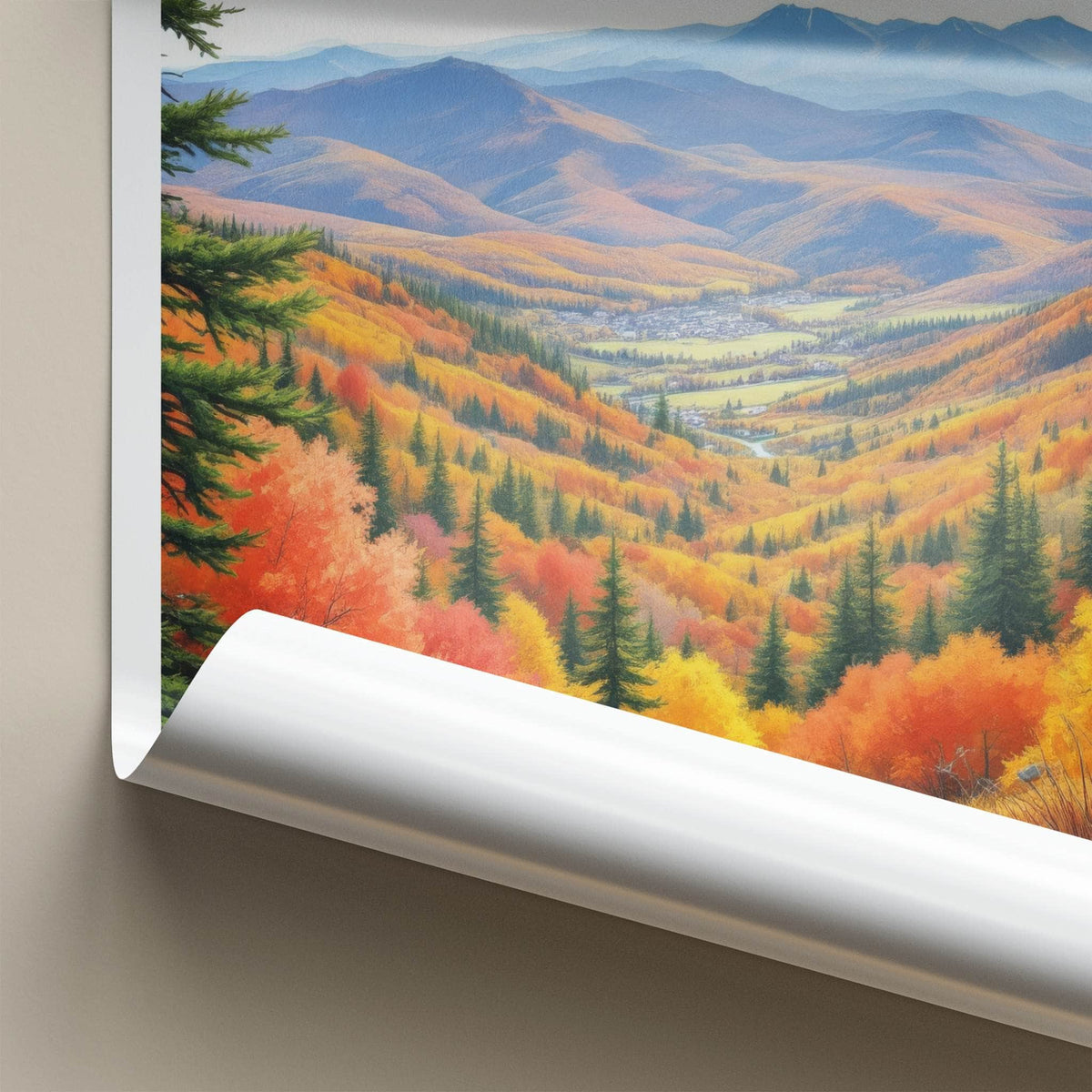 White Mountains Poster - New Hampshire Travel Art - Autumn Valley Village Home Decor