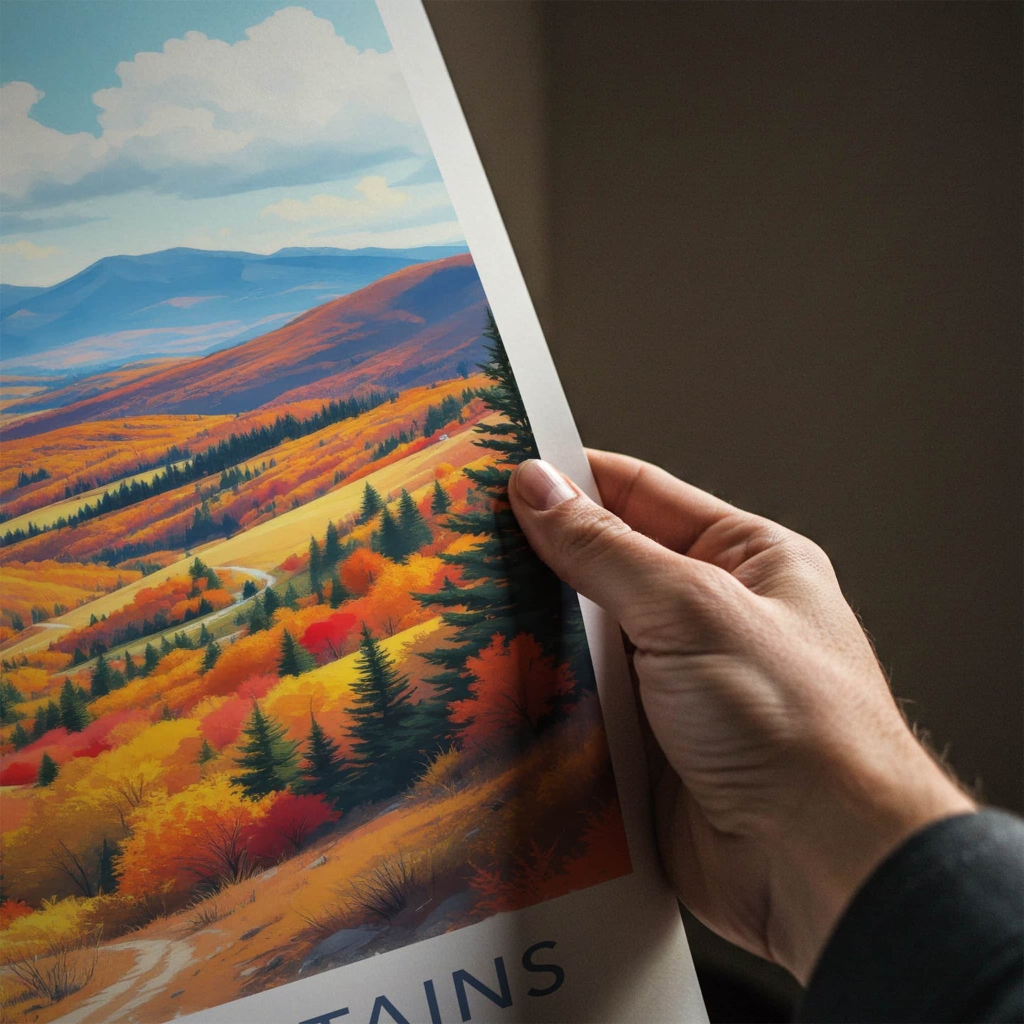 White Mountains Poster - New Hampshire Travel Art - Vibrant Autumn Hills Wall Decor
