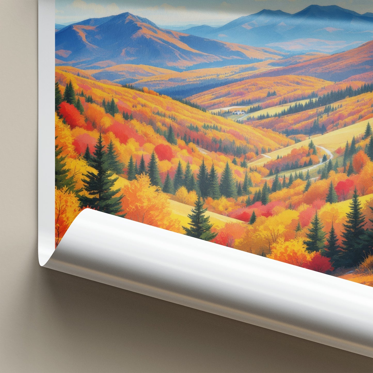 White Mountains Poster - New Hampshire Travel Art - Vibrant Autumn Hills Wall Decor