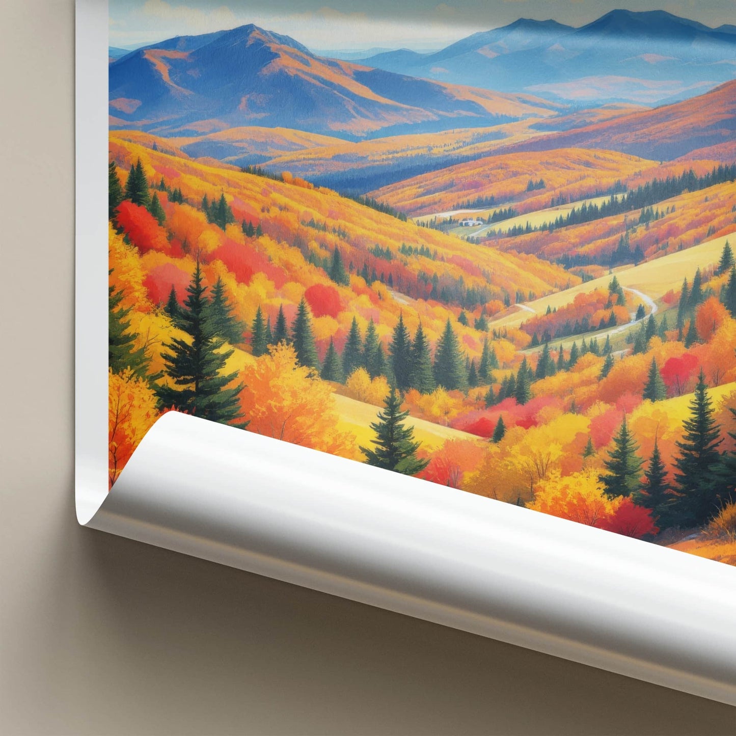 White Mountains Poster - New Hampshire Travel Art - Vibrant Autumn Hills Wall Decor
