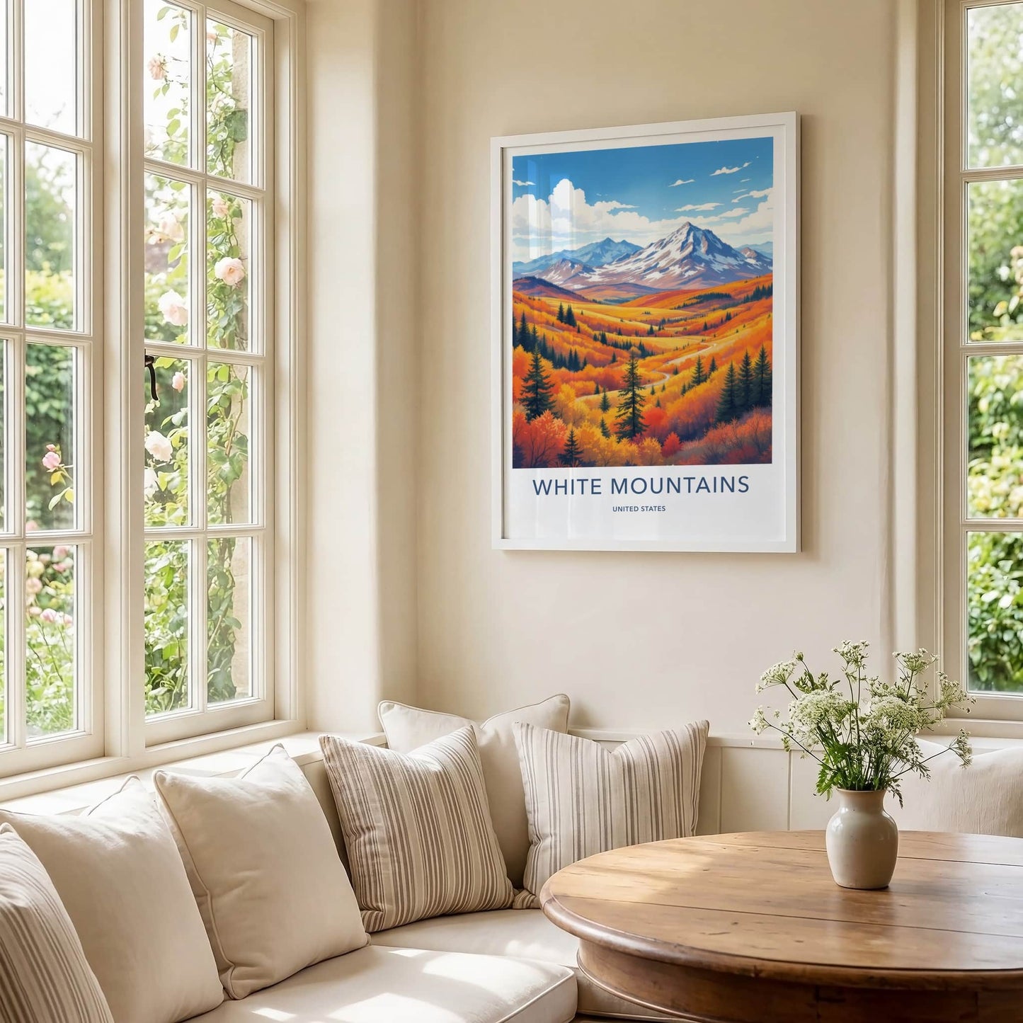 White Mountains Poster - United States Wall Art - Lush Autumn Trees Framed Decor