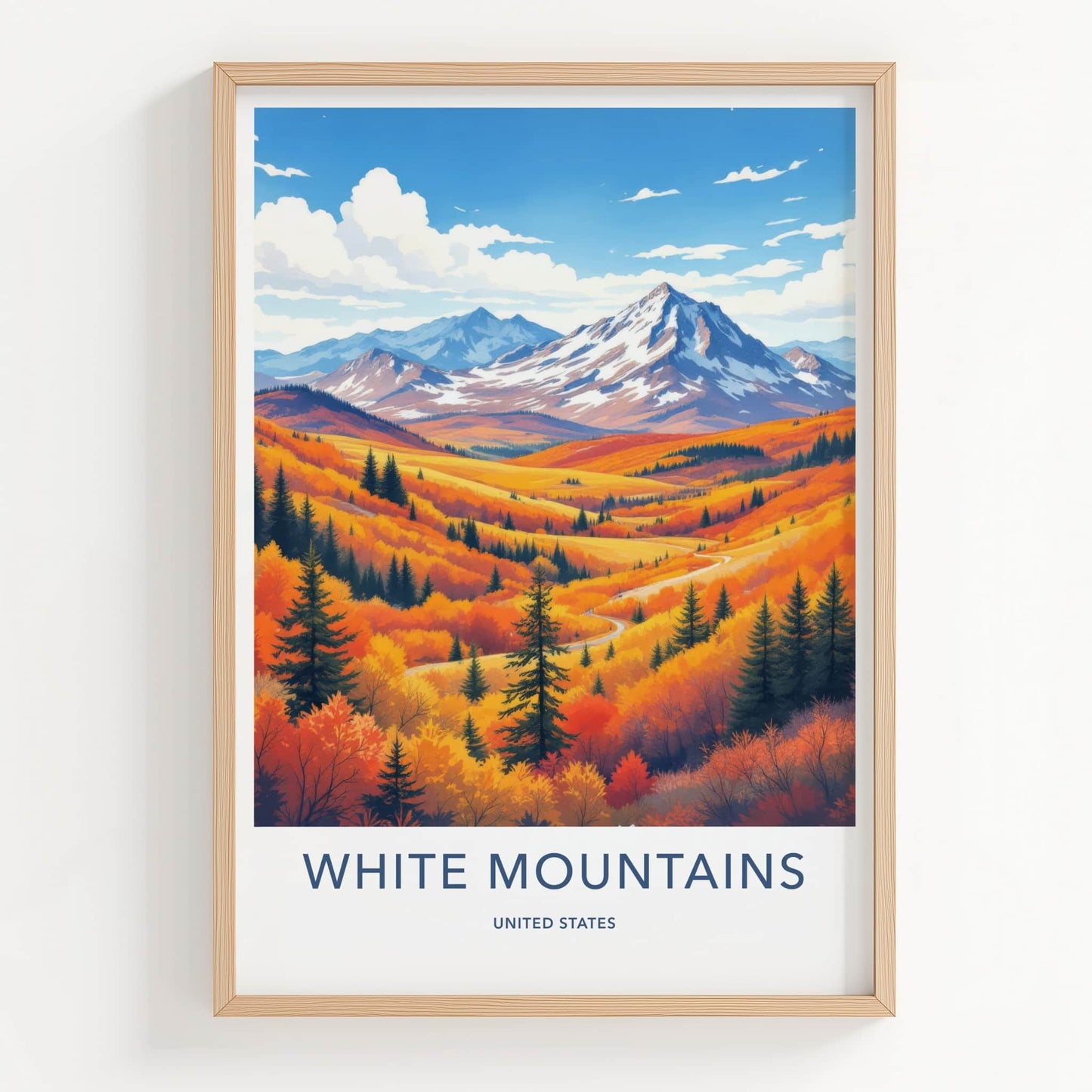White Mountains Poster - United States Wall Art - Lush Autumn Trees Framed Decor