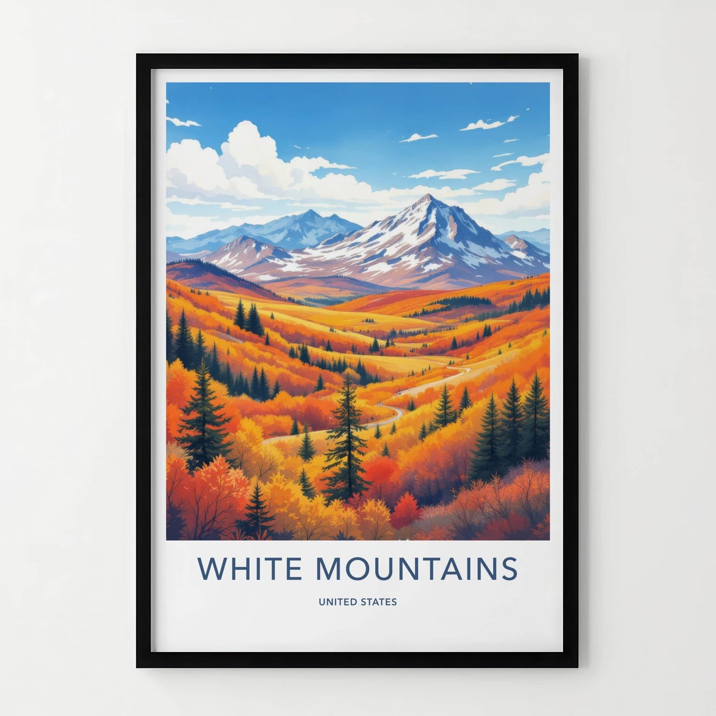 White Mountains Poster - United States Wall Art - Lush Autumn Trees Framed Decor