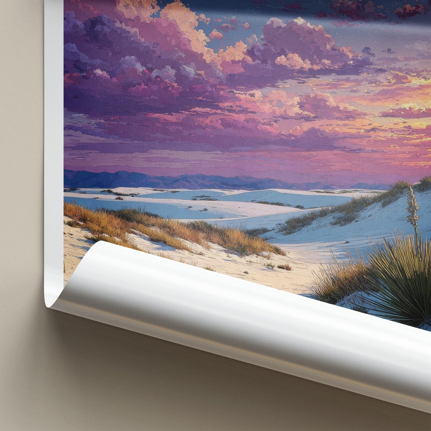 White Sands Poster - New Mexico Wall Art - Vibrant Desert Moon Home Decor