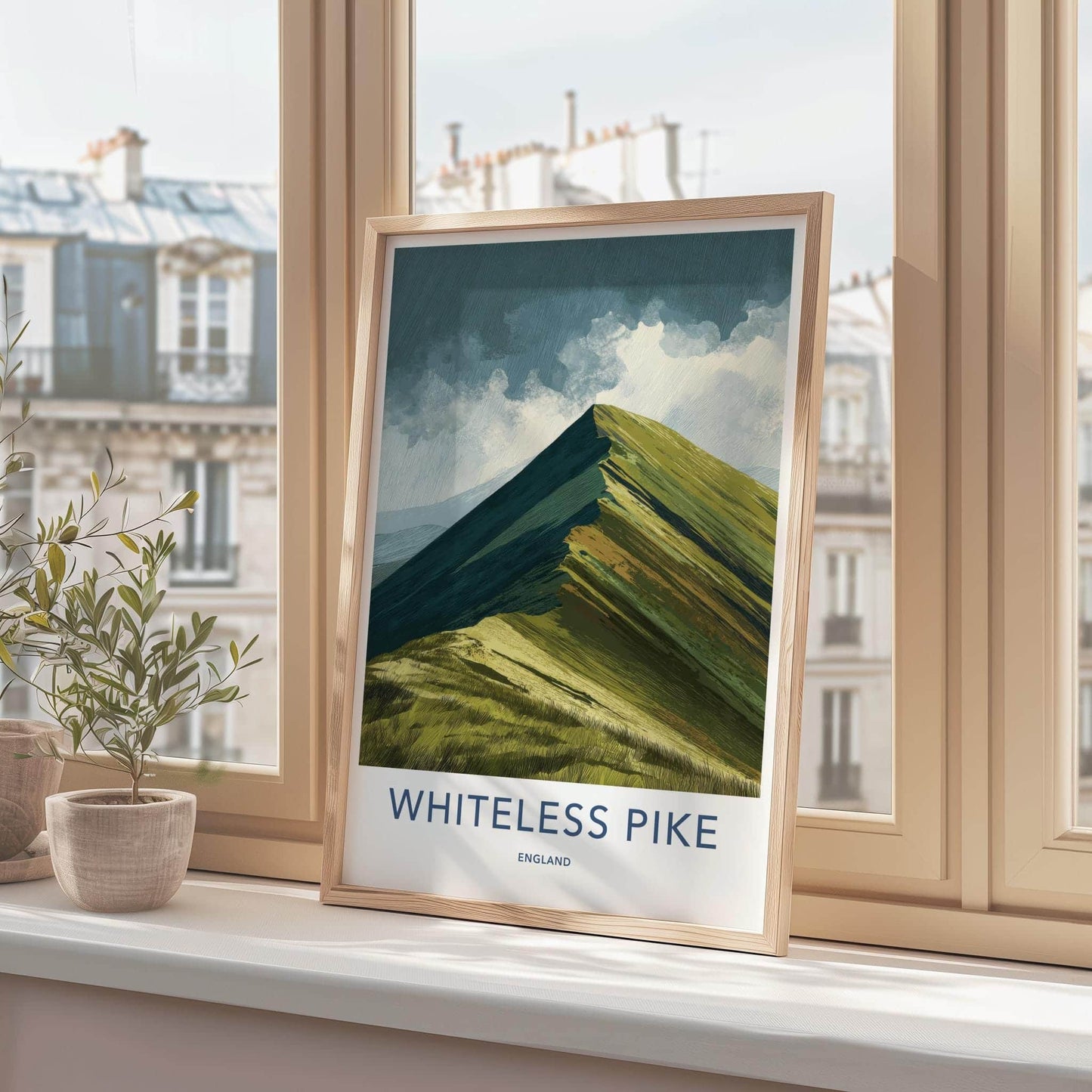 Whiteless Pike Poster - England Art Print - Steep Grassy Ridge Wall Decor
